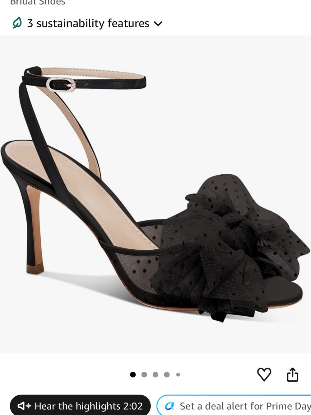 Black Mesh Bow Ankle-Strap Heels